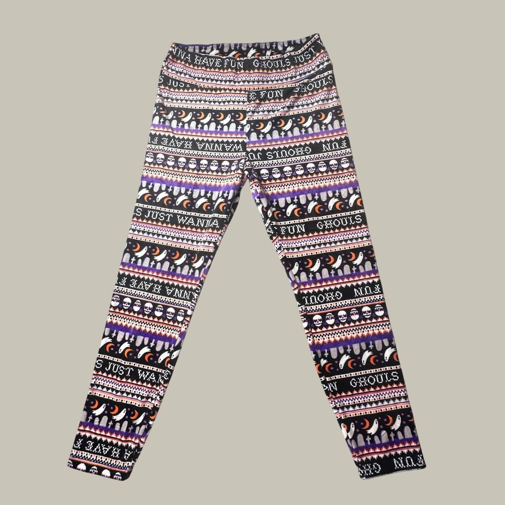 No Boundaries Leggings Womens XL Ghouls Just Wanna Have Fun Halloween Multicolor